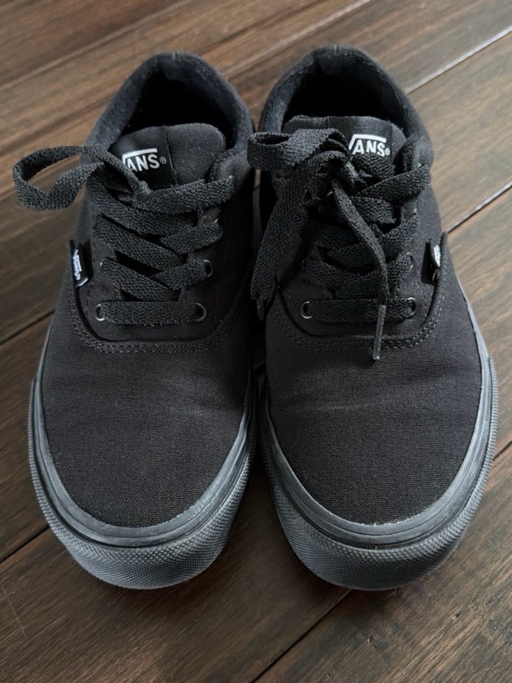 Vans Kids Black Low-Top Canvas Lace-Up Sneakers